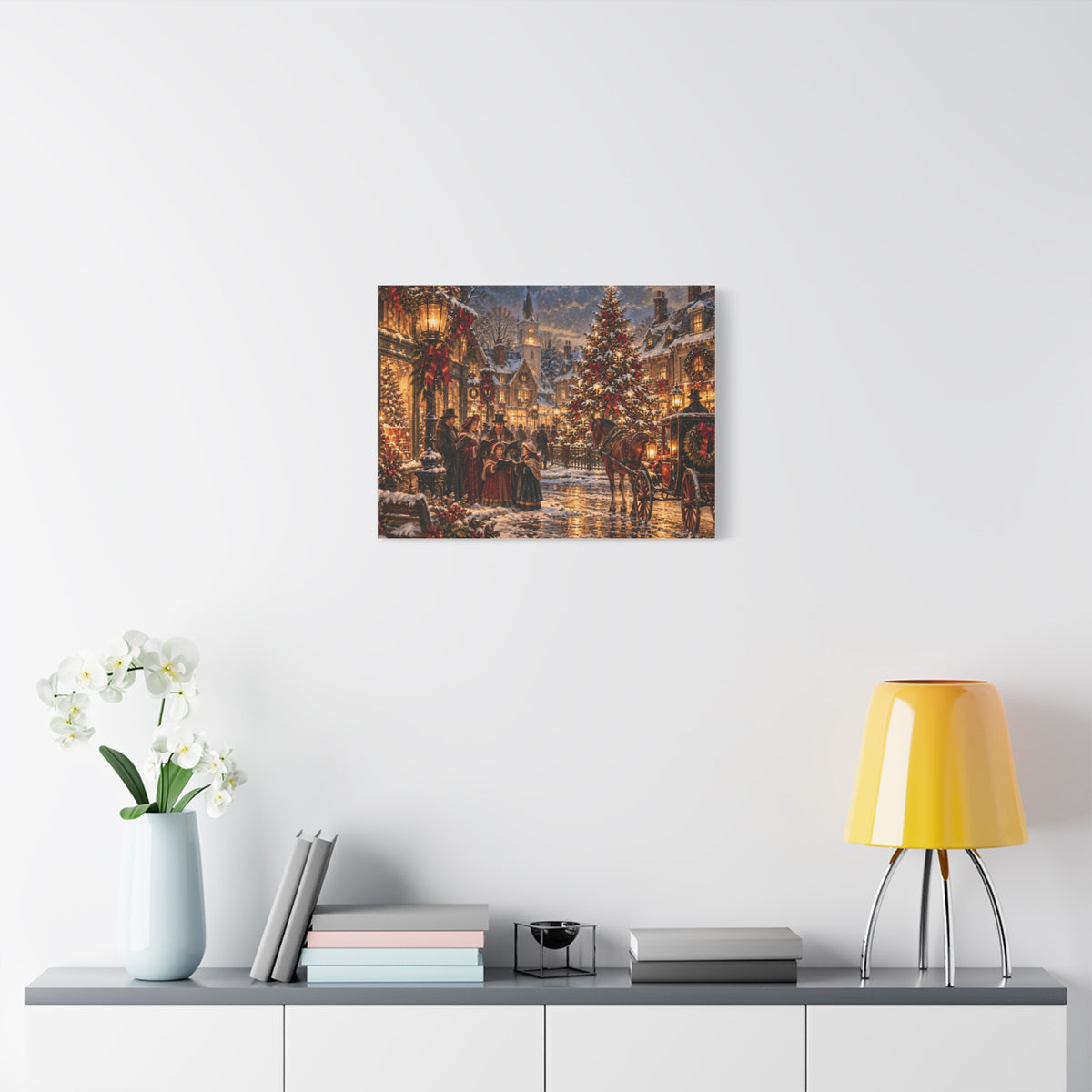 Christmas Carolers Vintage Street Canvas - Matte Stretched Wall Art