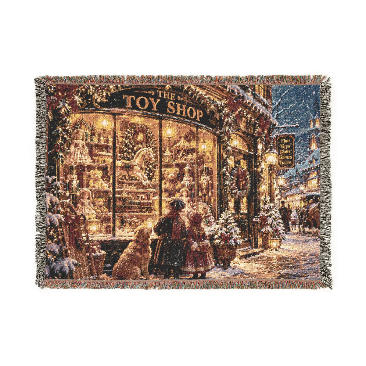 Christmas Eve at the Toy Shop Woven Blanket