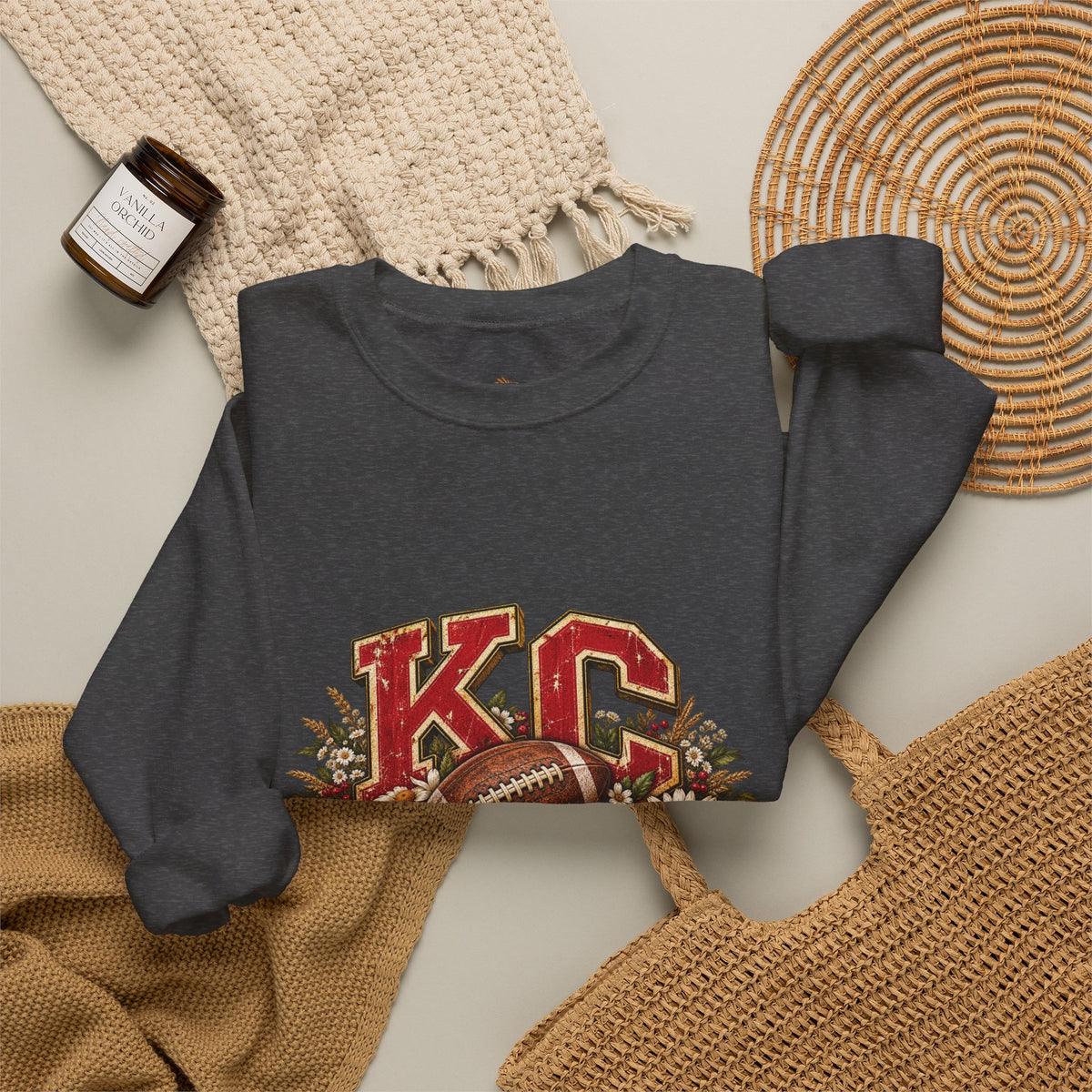 KC Football Vintage Crewneck Sweatshirt- Flour and Foundry Mercantile Co.