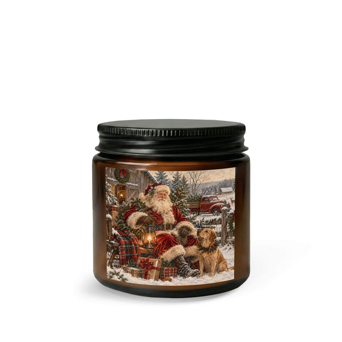 Christmas Santa & Dogs Candle Set with Wick Trimmer