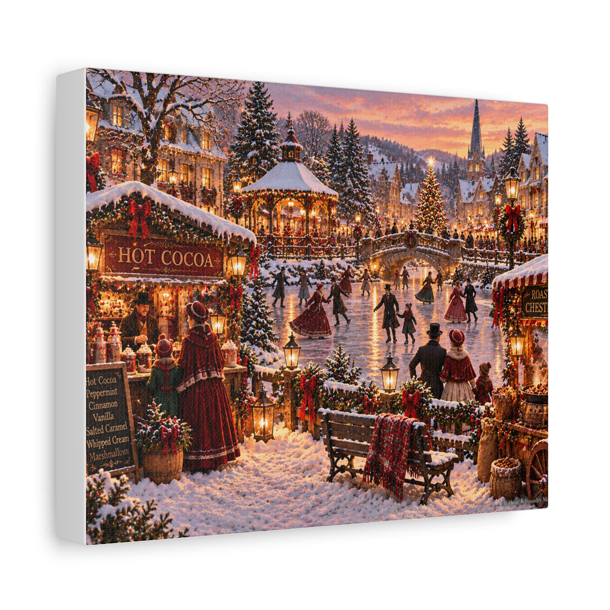 Victorian Ice Skating Scene Canvas
