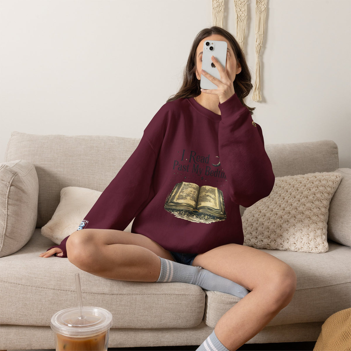 Booklover Crewneck Sweatshirt - "I Read Past My Bedtime" Cozy Reading Pullover- Flour and Foundry Mercantile Co.