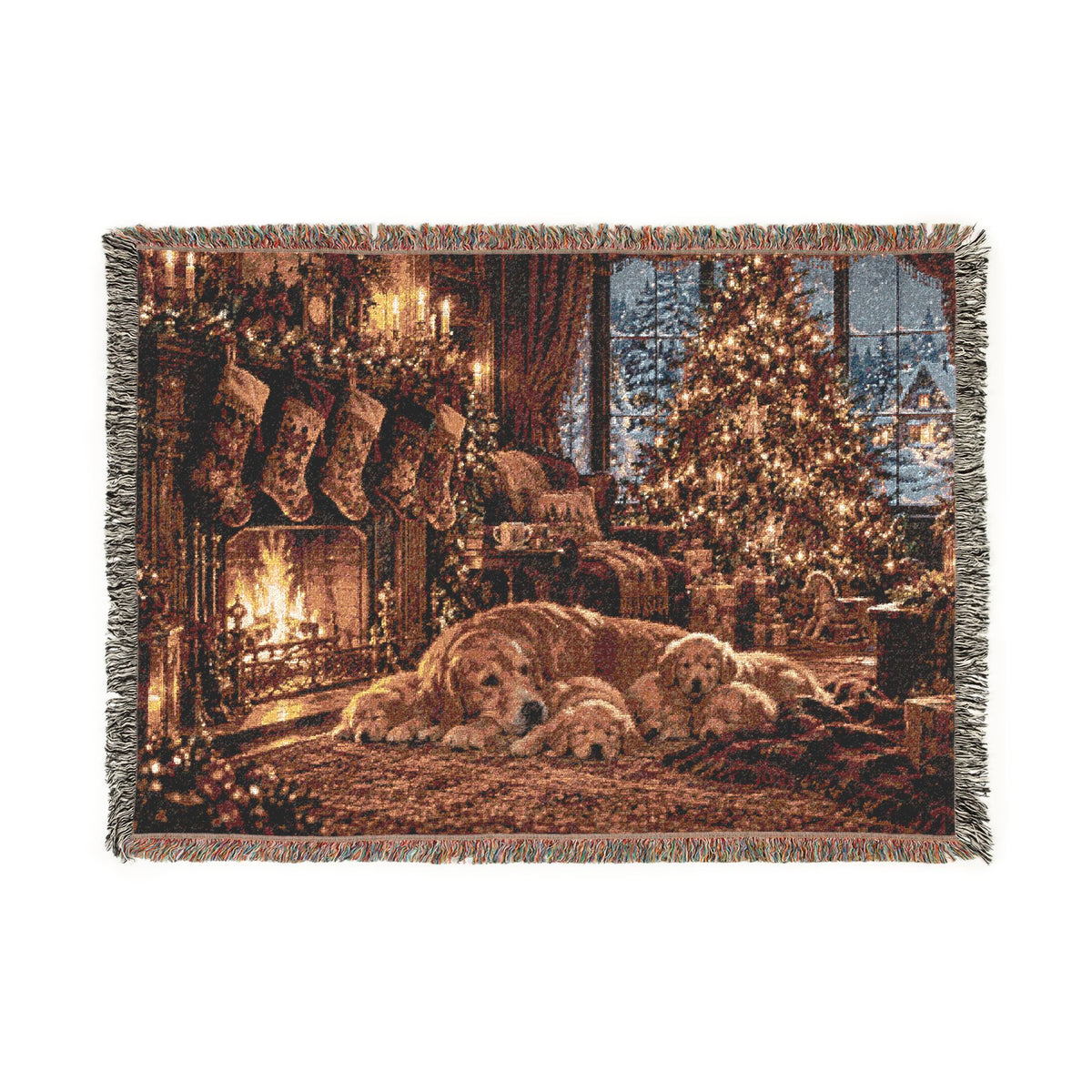 Puppy Christmas Woven Blanket