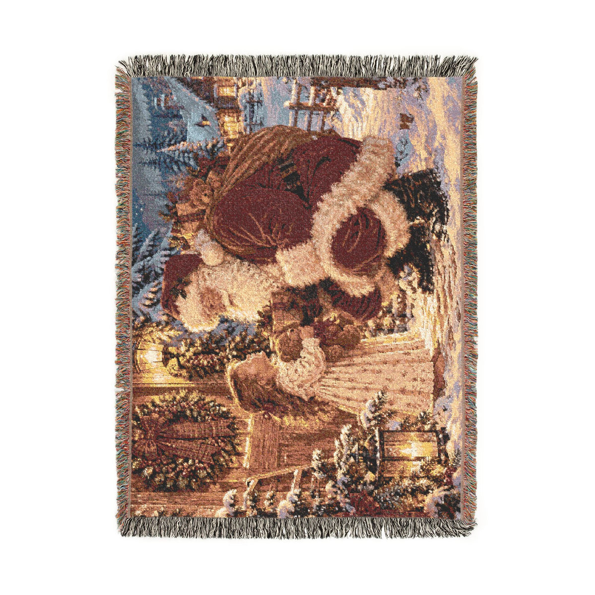 Vintage Santa Christmas Woven Blanket