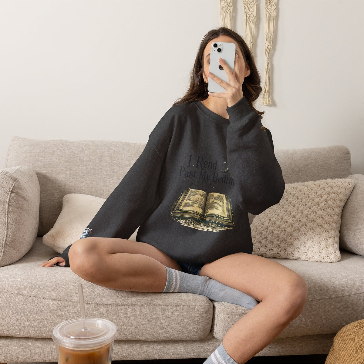 Booklover Crewneck Sweatshirt - "I Read Past My Bedtime" Cozy Reading Pullover- Flour and Foundry Mercantile Co.