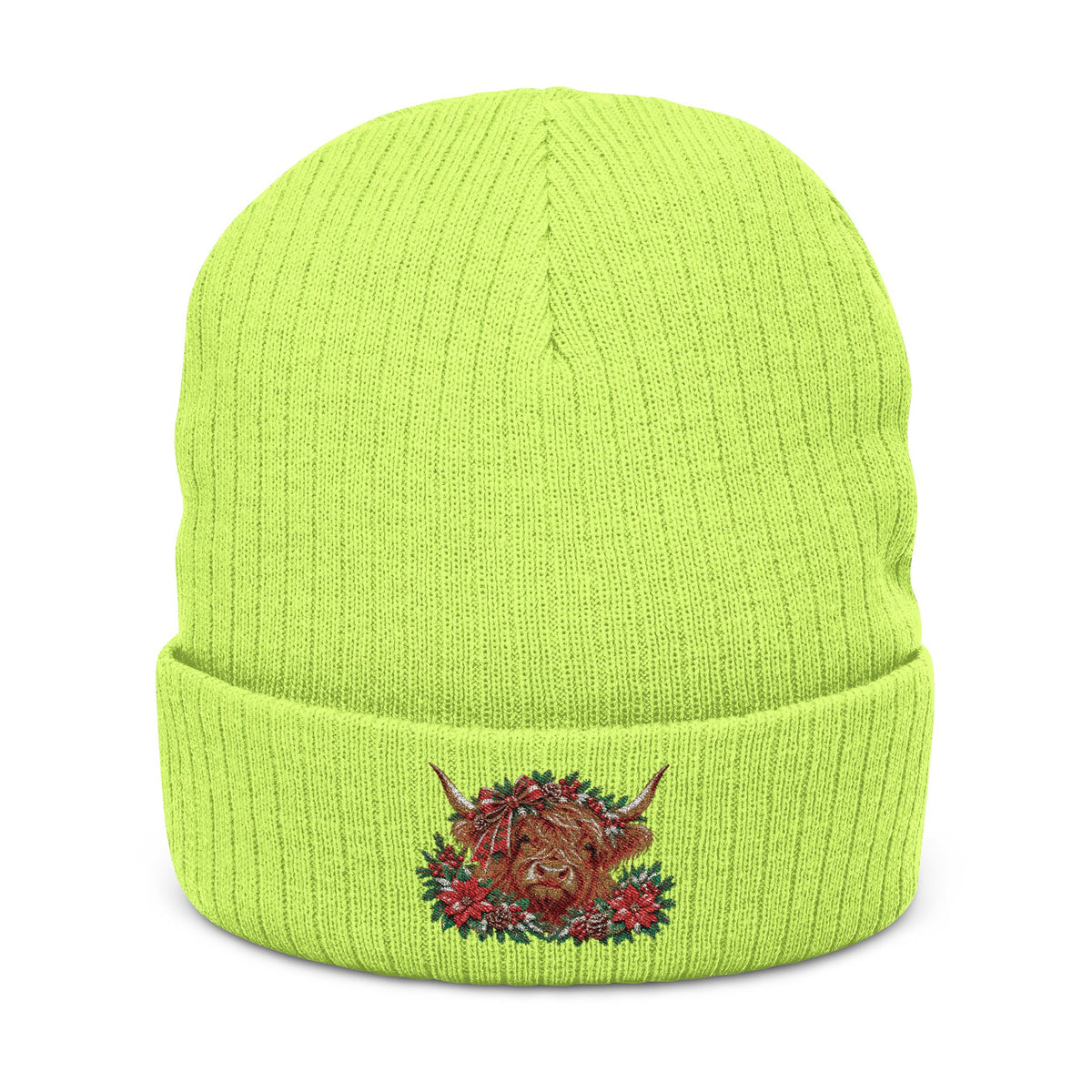 Embroidered Christmas Cow Beanie
