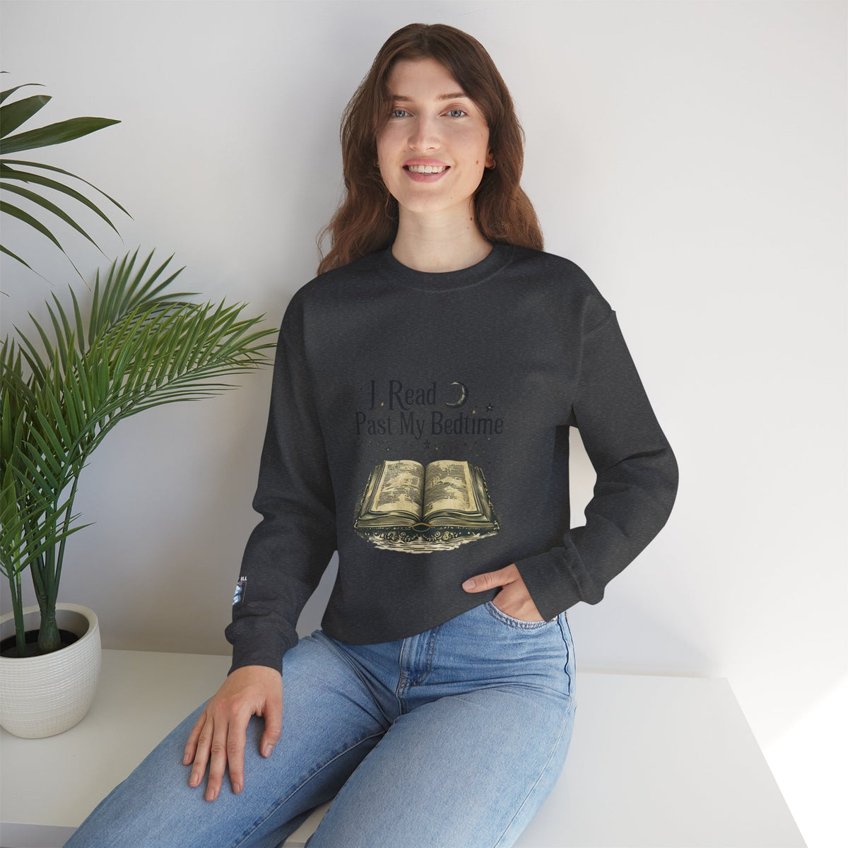 Booklover Crewneck Sweatshirt - "I Read Past My Bedtime" Cozy Reading Pullover- Flour and Foundry Mercantile Co.