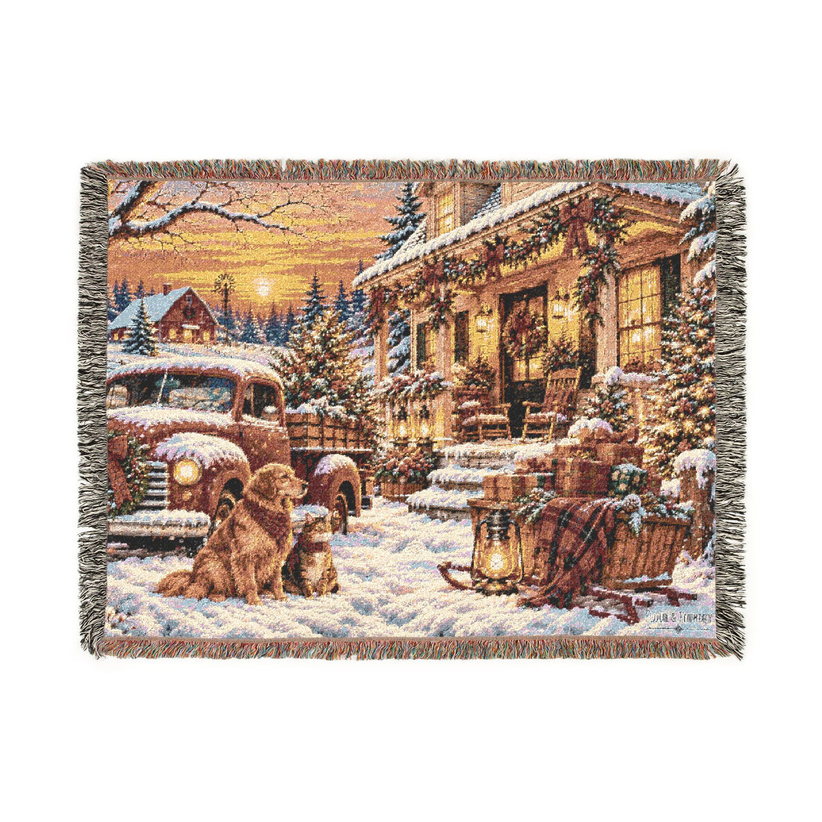 Snowy Cat and Dog Christmas Woven Throw-Flour and Foundry Mercantile Co