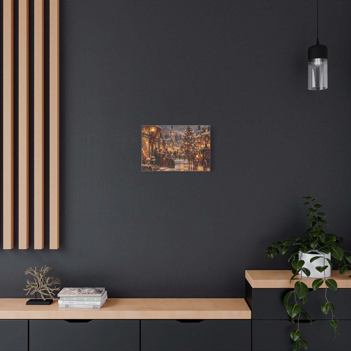 Christmas Carolers Vintage Street Canvas - Matte Stretched Wall Art