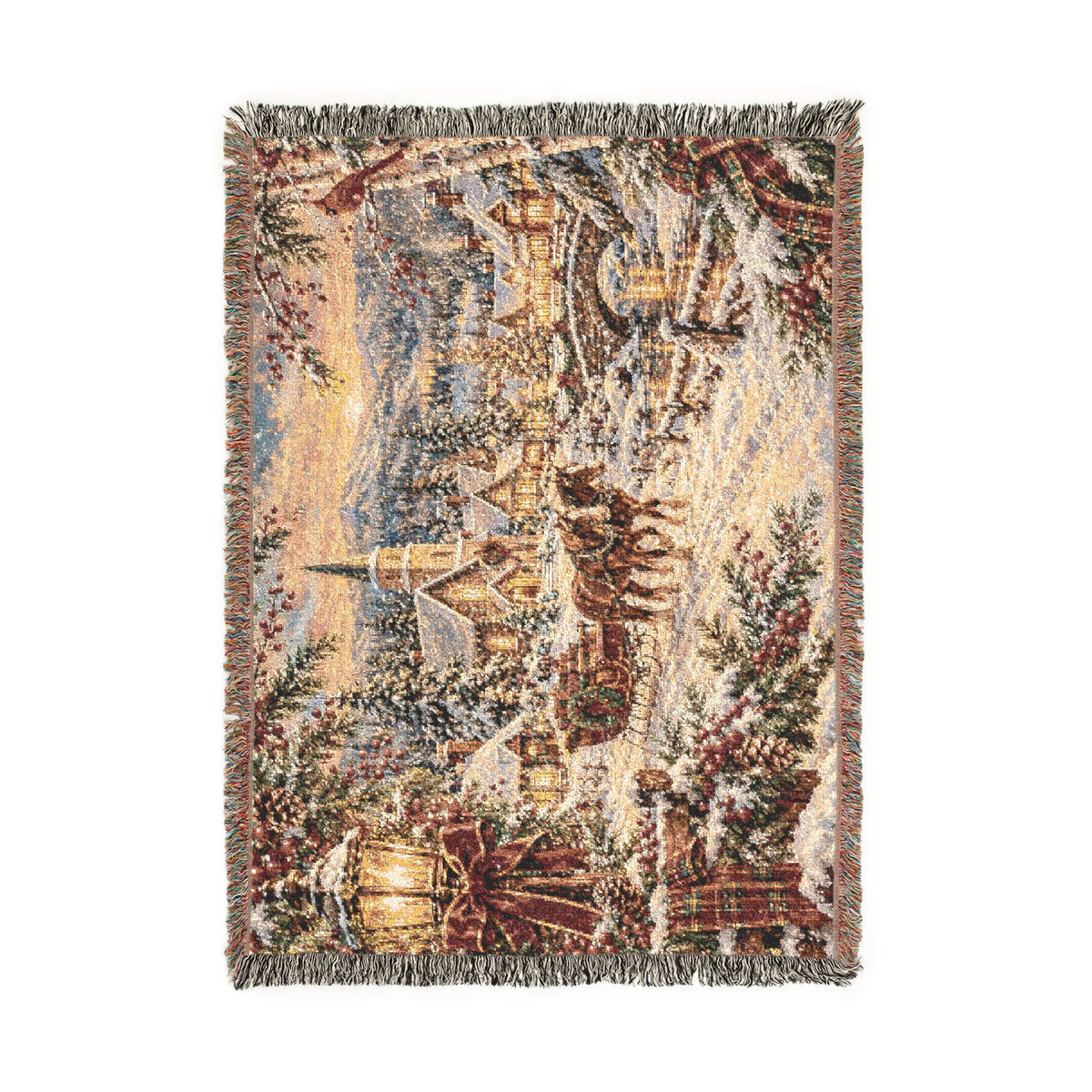 Vintage Winter Carriage Woven Blanket