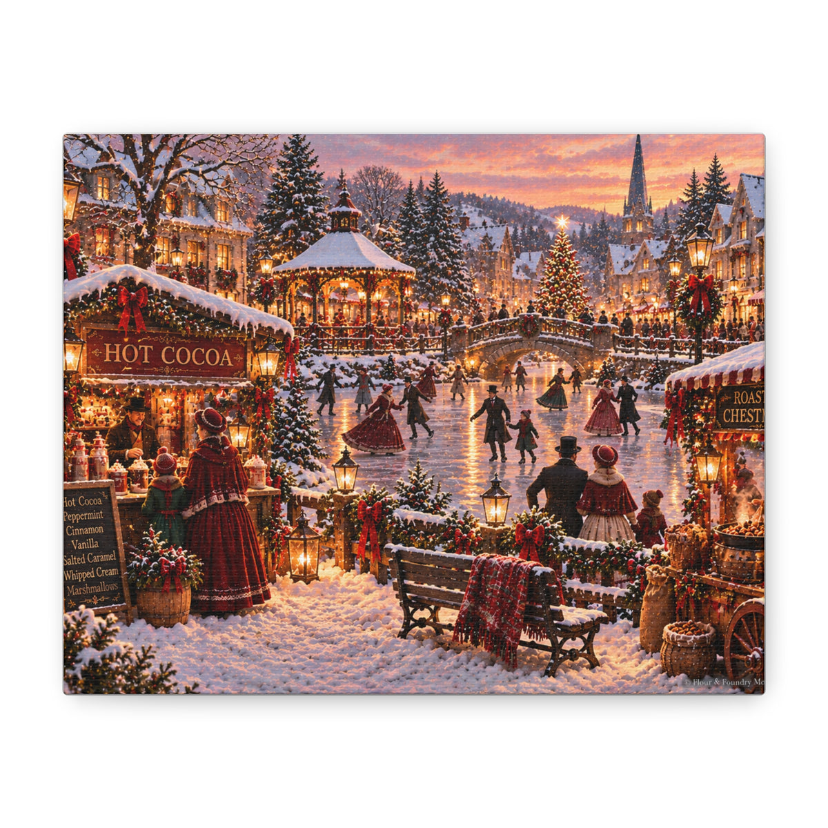 Victorian Ice Skating Scene Canvas