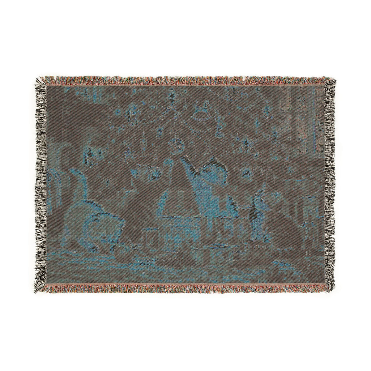 Victorian Christmas Kittens Woven Blanket