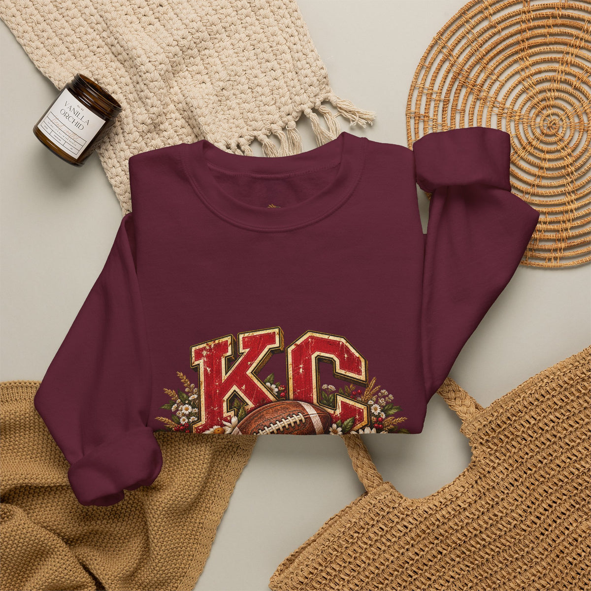 KC Football Vintage Crewneck Sweatshirt- Flour and Foundry Mercantile Co.