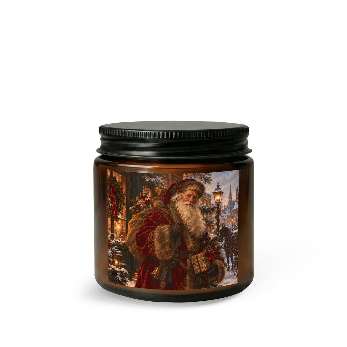 Vintage Santa Claus Holiday Candle Set with Wick Trimmer