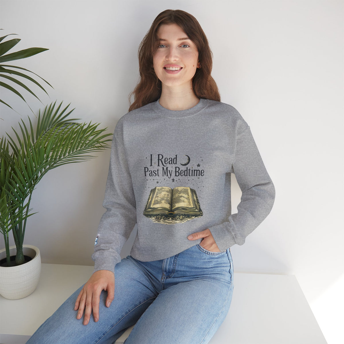 Booklover Crewneck Sweatshirt - "I Read Past My Bedtime" Cozy Reading Pullover- Flour and Foundry Mercantile Co.