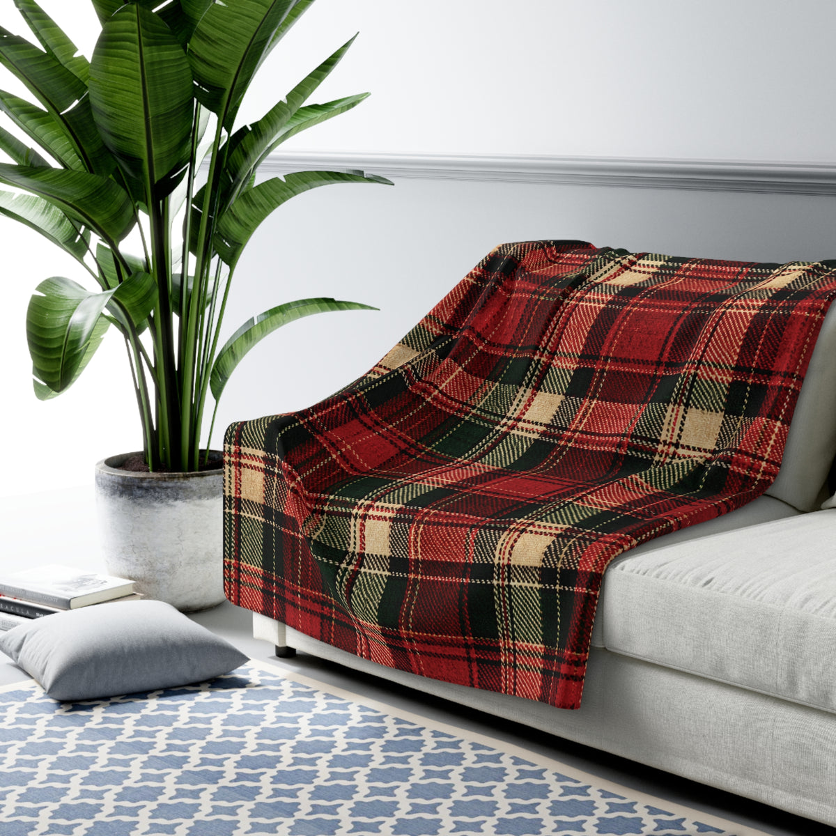 Christmas Tartan Cozy Red & Green Sherpa