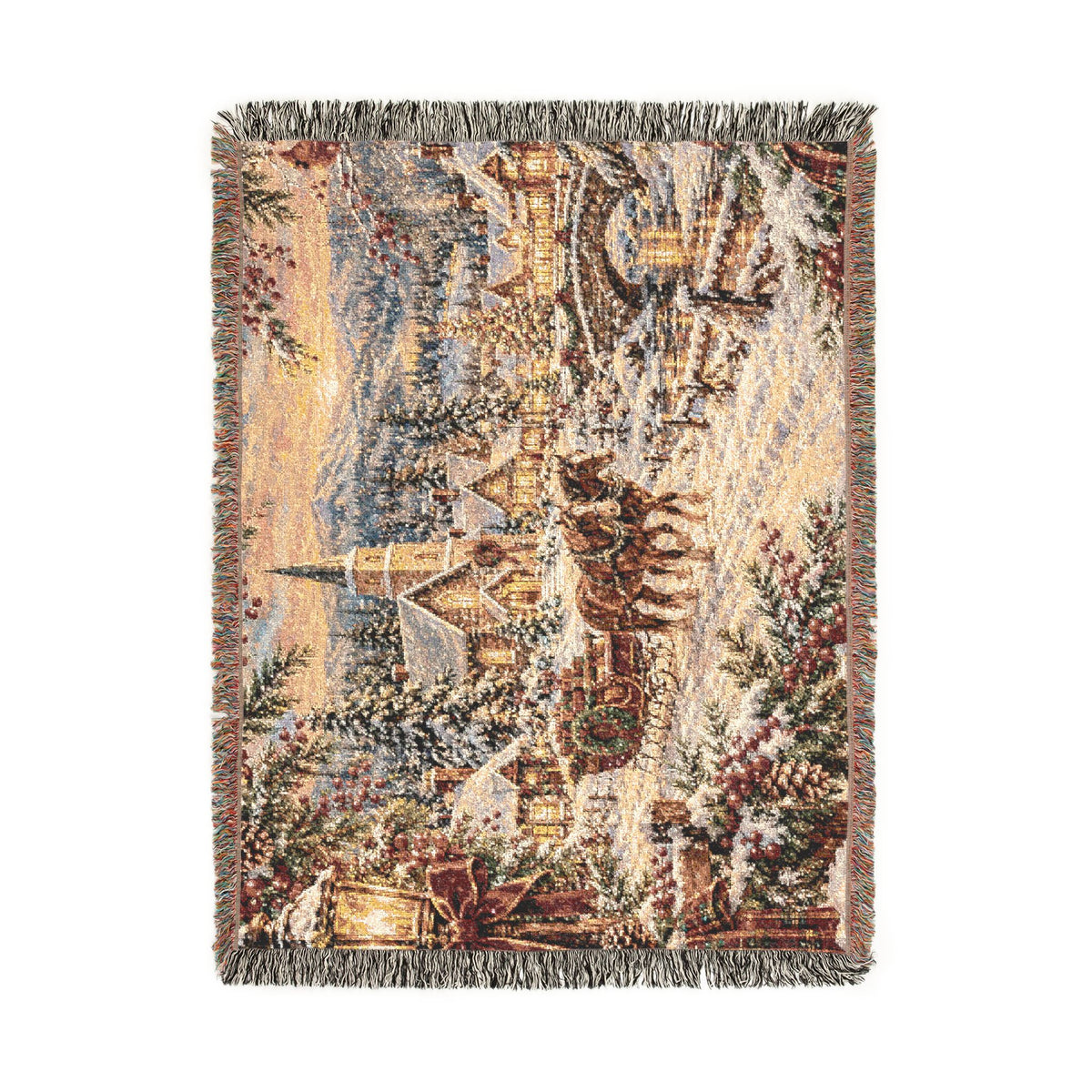 Vintage Winter Carriage Woven Blanket