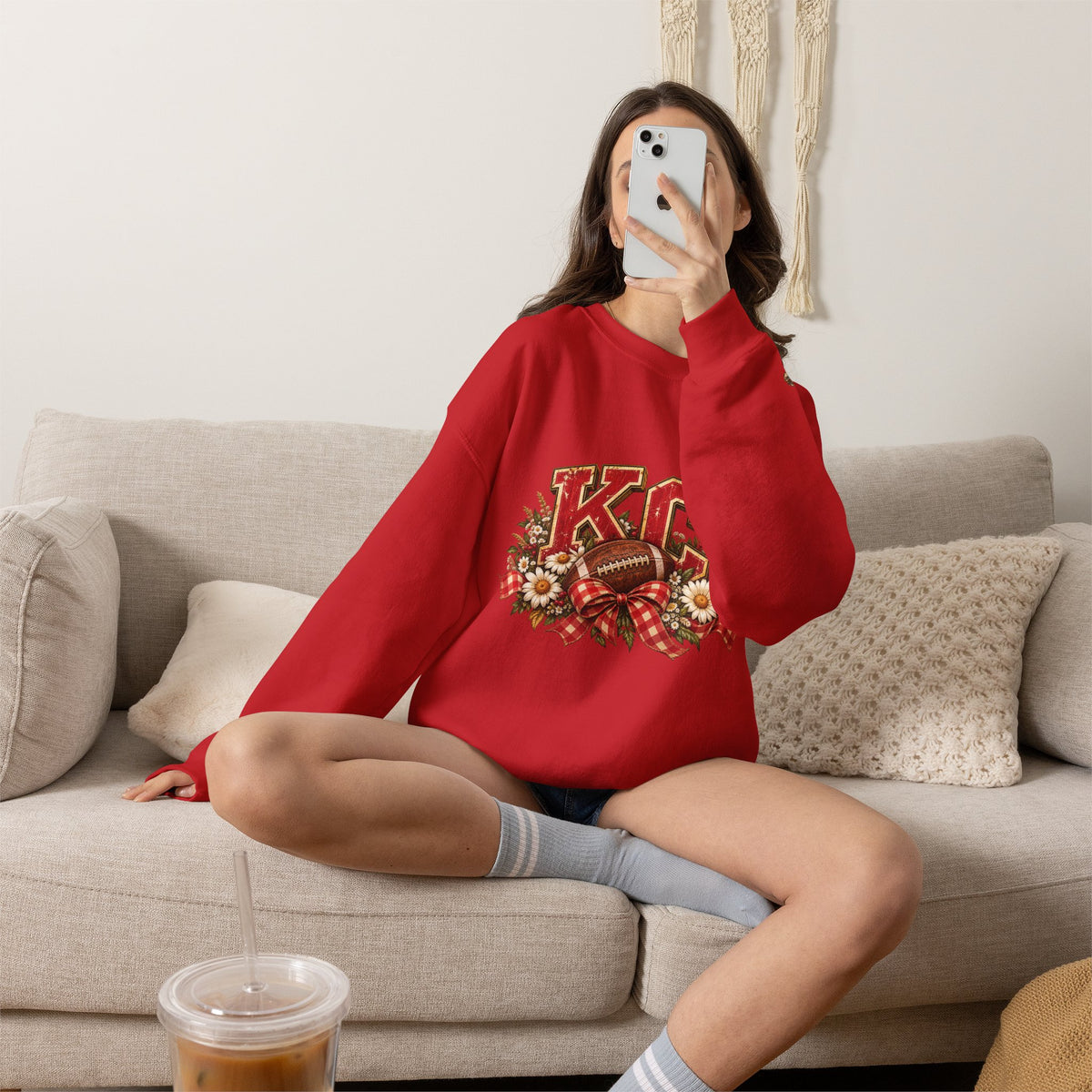 KC Football Vintage Crewneck Sweatshirt- Flour and Foundry Mercantile Co.