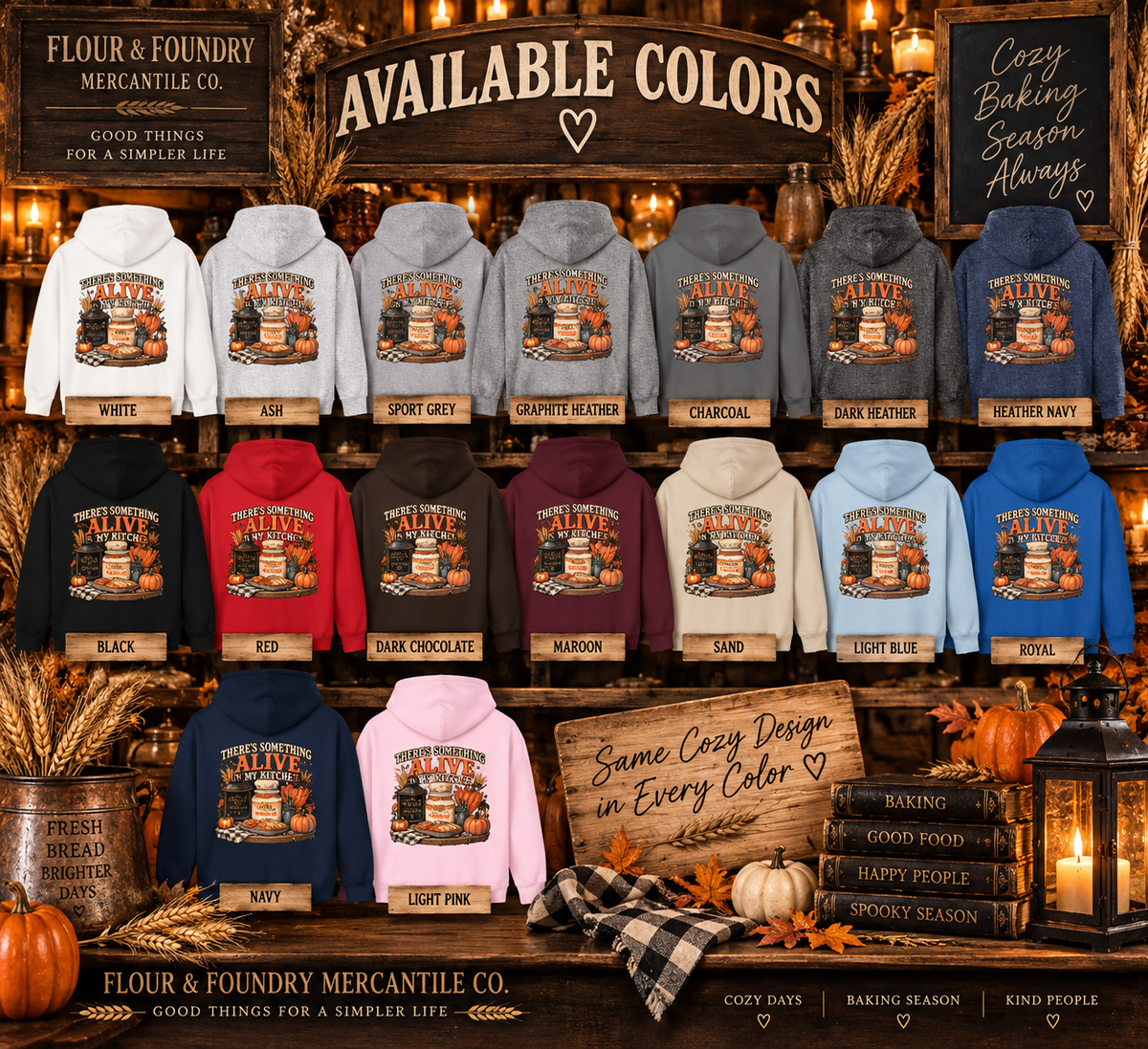 Halloween Sourdough Hoodie – There’s Something Alive in My Kitchen | Baker Fall Sweatshirt