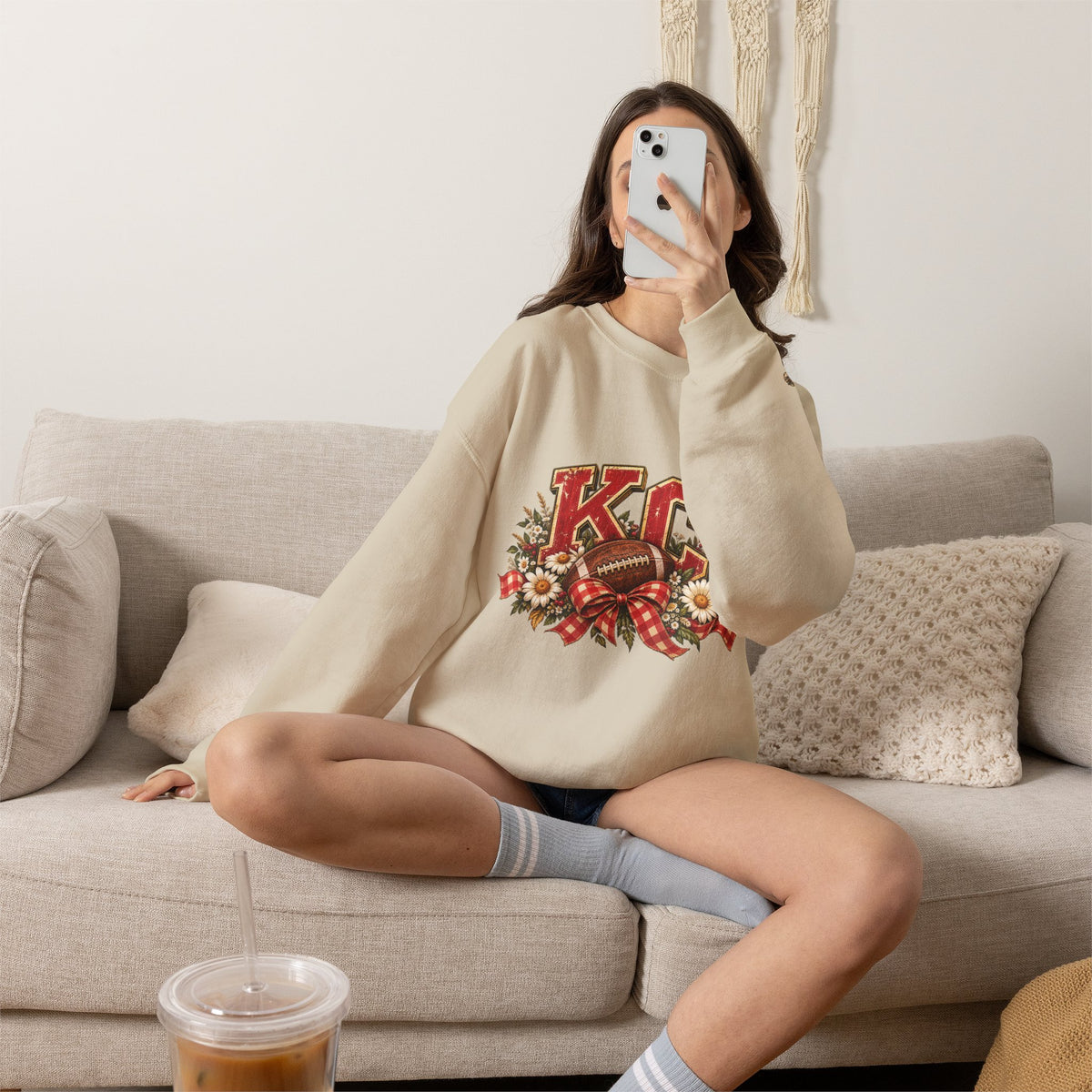 KC Football Vintage Crewneck Sweatshirt- Flour and Foundry Mercantile Co.