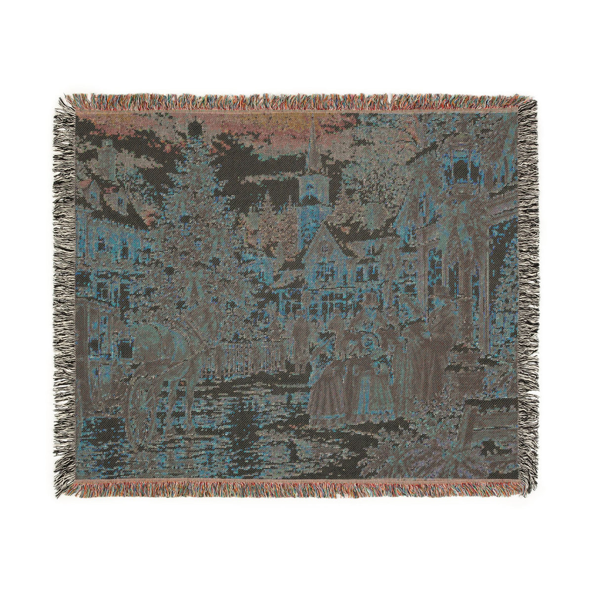 Christmas Carolers Woven Blanket — Vintage Holiday Village Cozy Throw