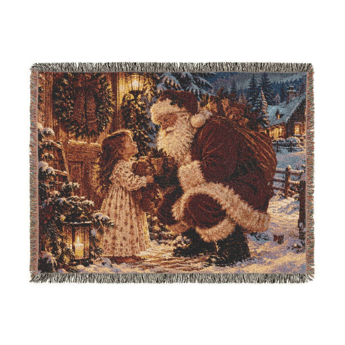 Vintage Santa Christmas Woven Blanket