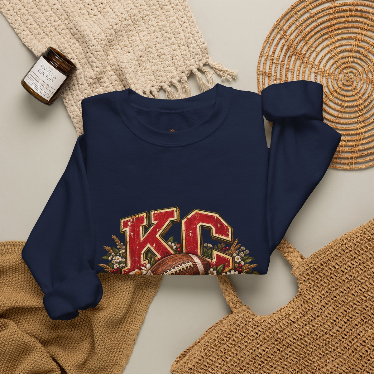 KC Football Vintage Crewneck Sweatshirt- Flour and Foundry Mercantile Co.