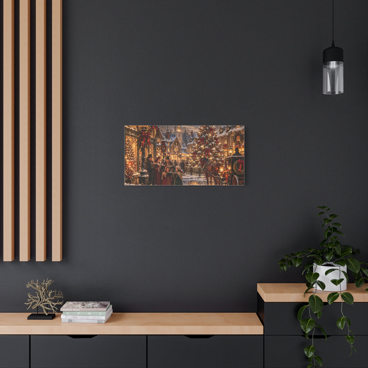 Christmas Carolers Vintage Street Canvas - Matte Stretched Wall Art