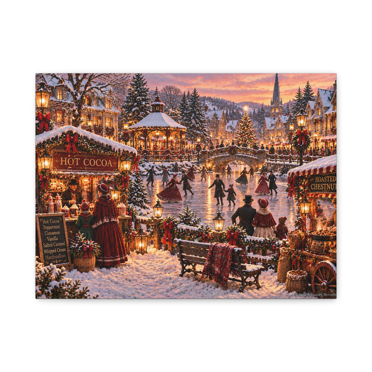 Victorian Ice Skating Scene Canvas
