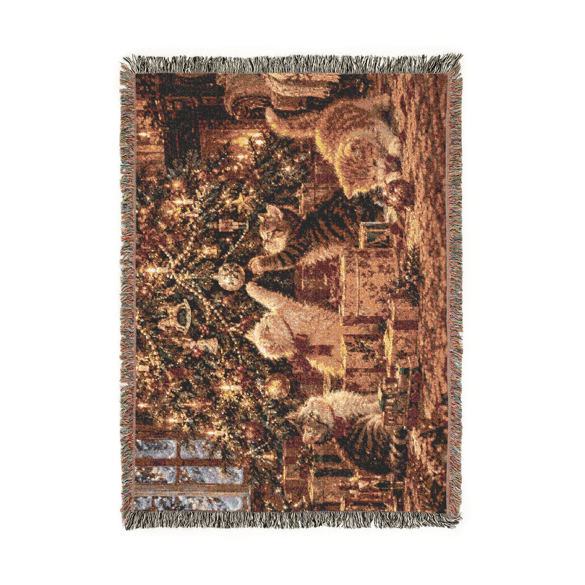 Victorian Christmas Kittens Woven Blanket