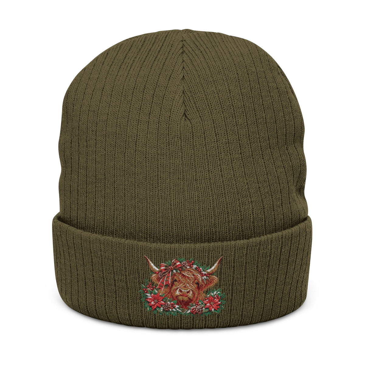 Embroidered Christmas Cow Beanie