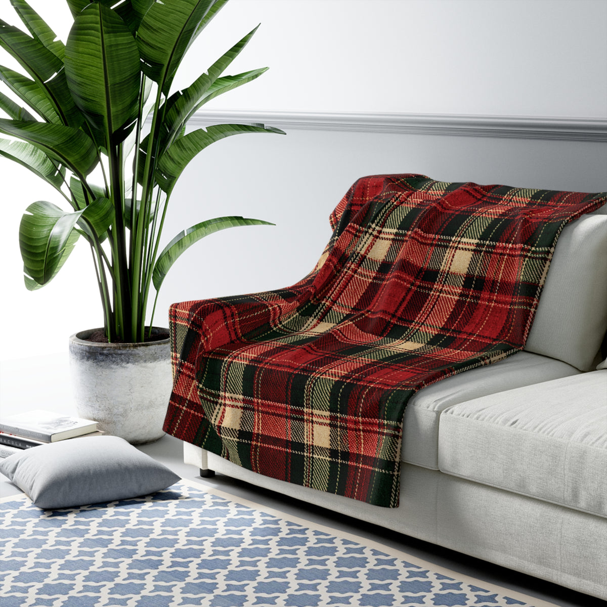 Christmas Tartan Cozy Red & Green Sherpa