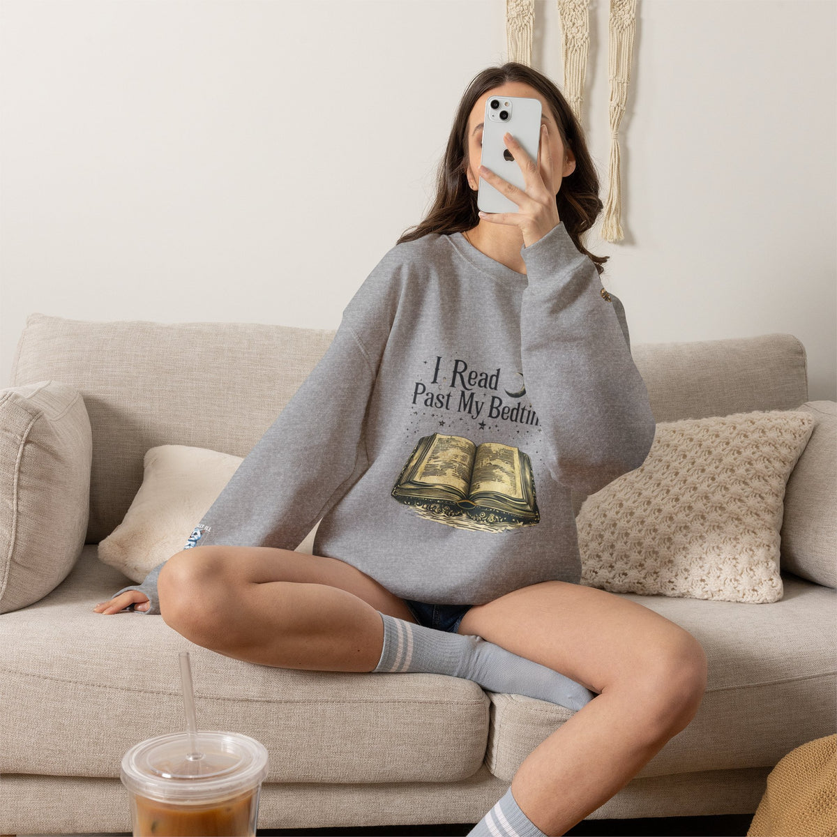 Booklover Crewneck Sweatshirt - "I Read Past My Bedtime" Cozy Reading Pullover- Flour and Foundry Mercantile Co.