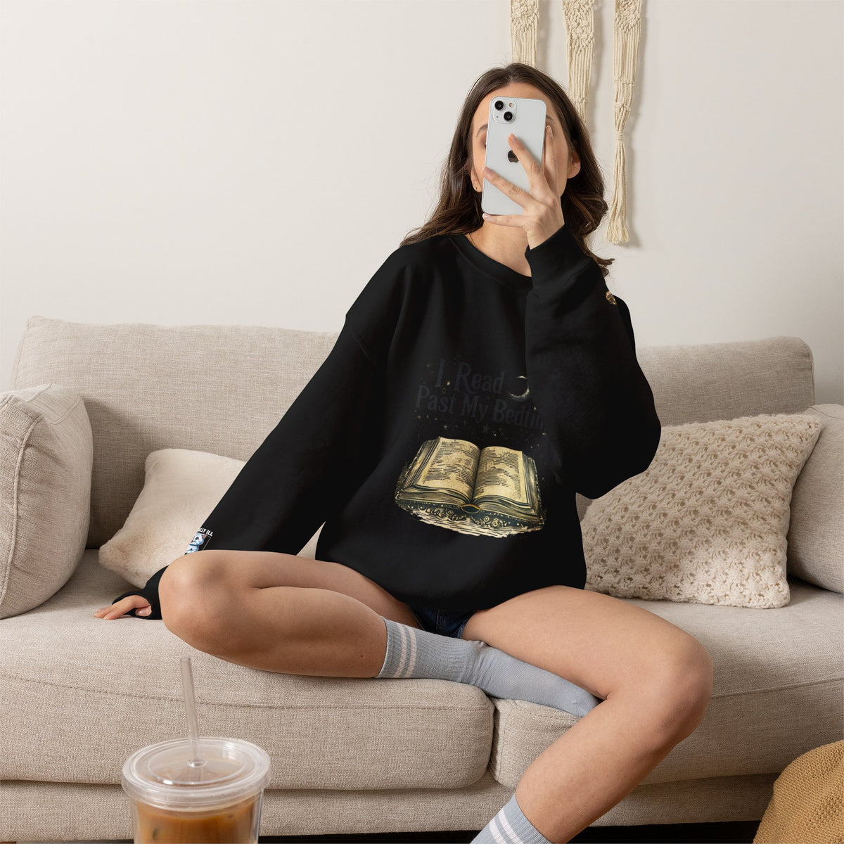 Booklover Crewneck Sweatshirt - "I Read Past My Bedtime" Cozy Reading Pullover- Flour and Foundry Mercantile Co.