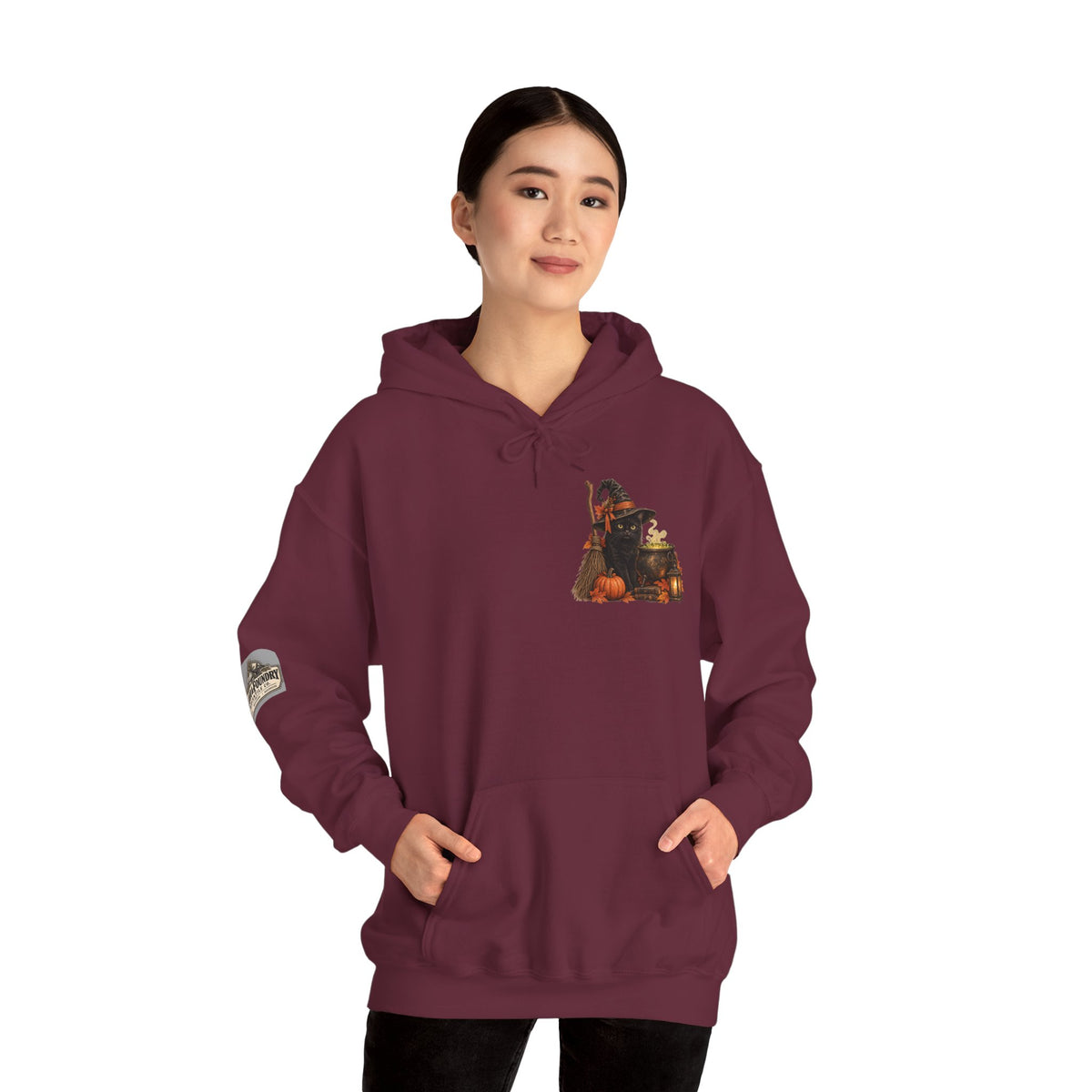 Vintage Halloween Black Cat Hoodie | Witchy Fall Graphic Sweatshirt | Flour & Foundry Mercantile Co.