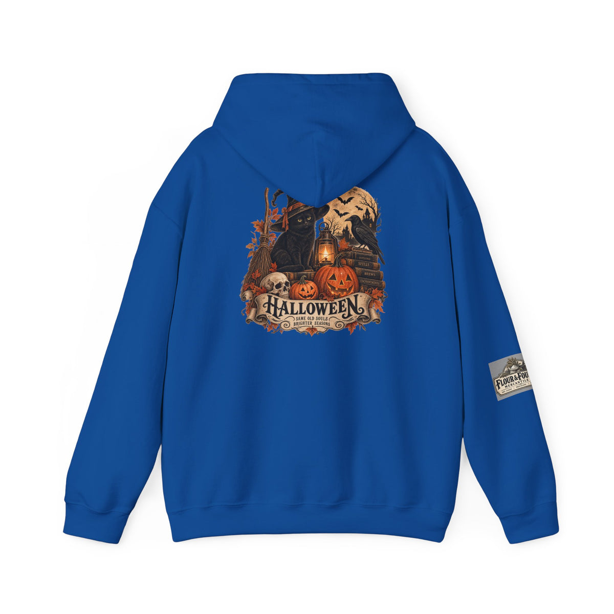 Vintage Halloween Black Cat Hoodie | Witchy Fall Graphic Sweatshirt | Flour & Foundry Mercantile Co.