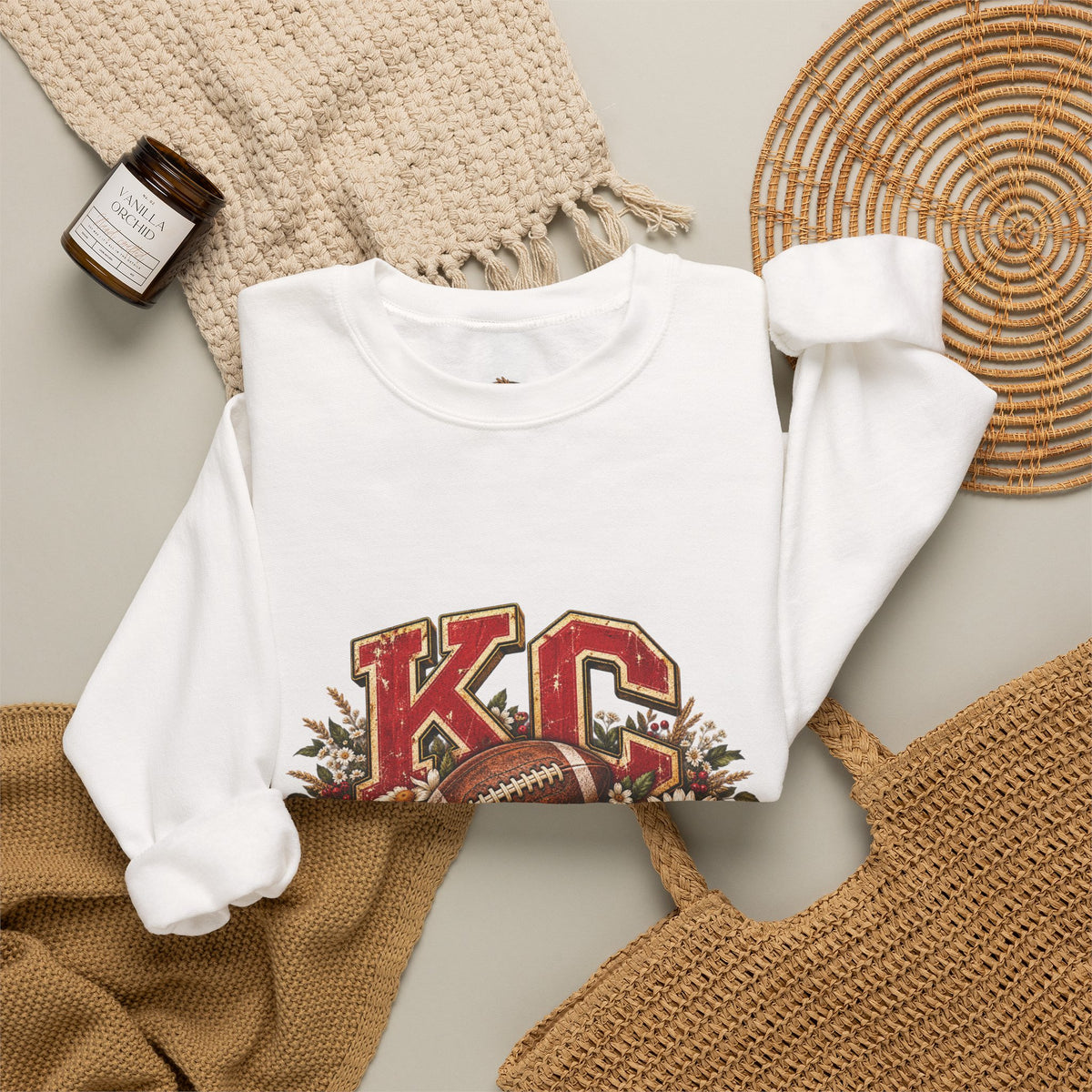 KC Football Vintage Crewneck Sweatshirt- Flour and Foundry Mercantile Co.