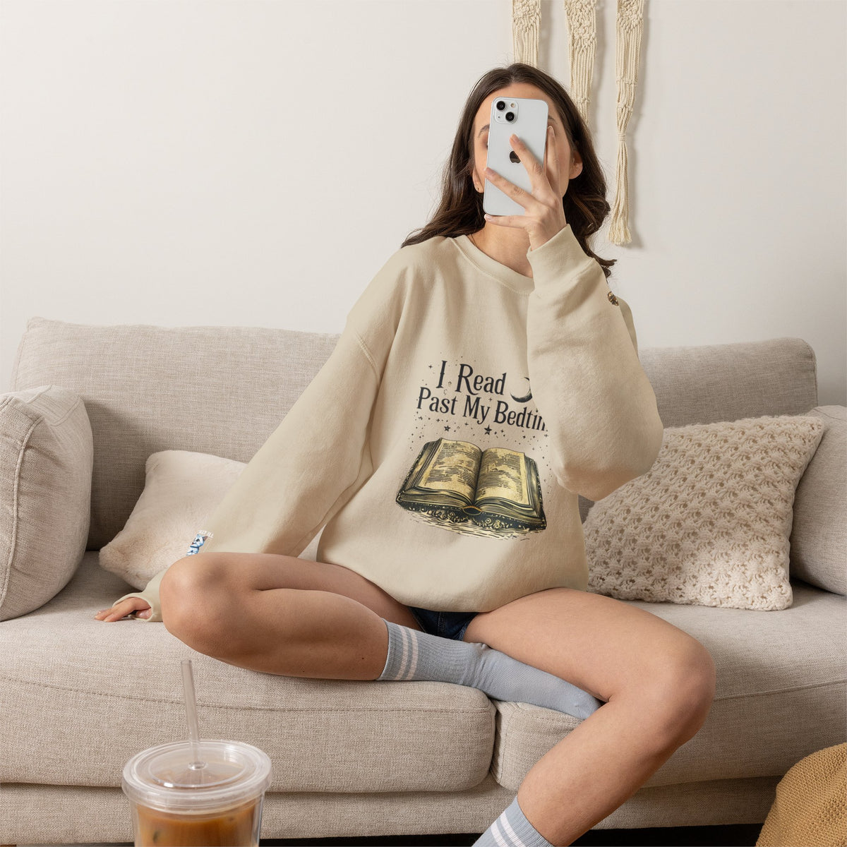 Booklover Crewneck Sweatshirt - "I Read Past My Bedtime" Cozy Reading Pullover- Flour and Foundry Mercantile Co.