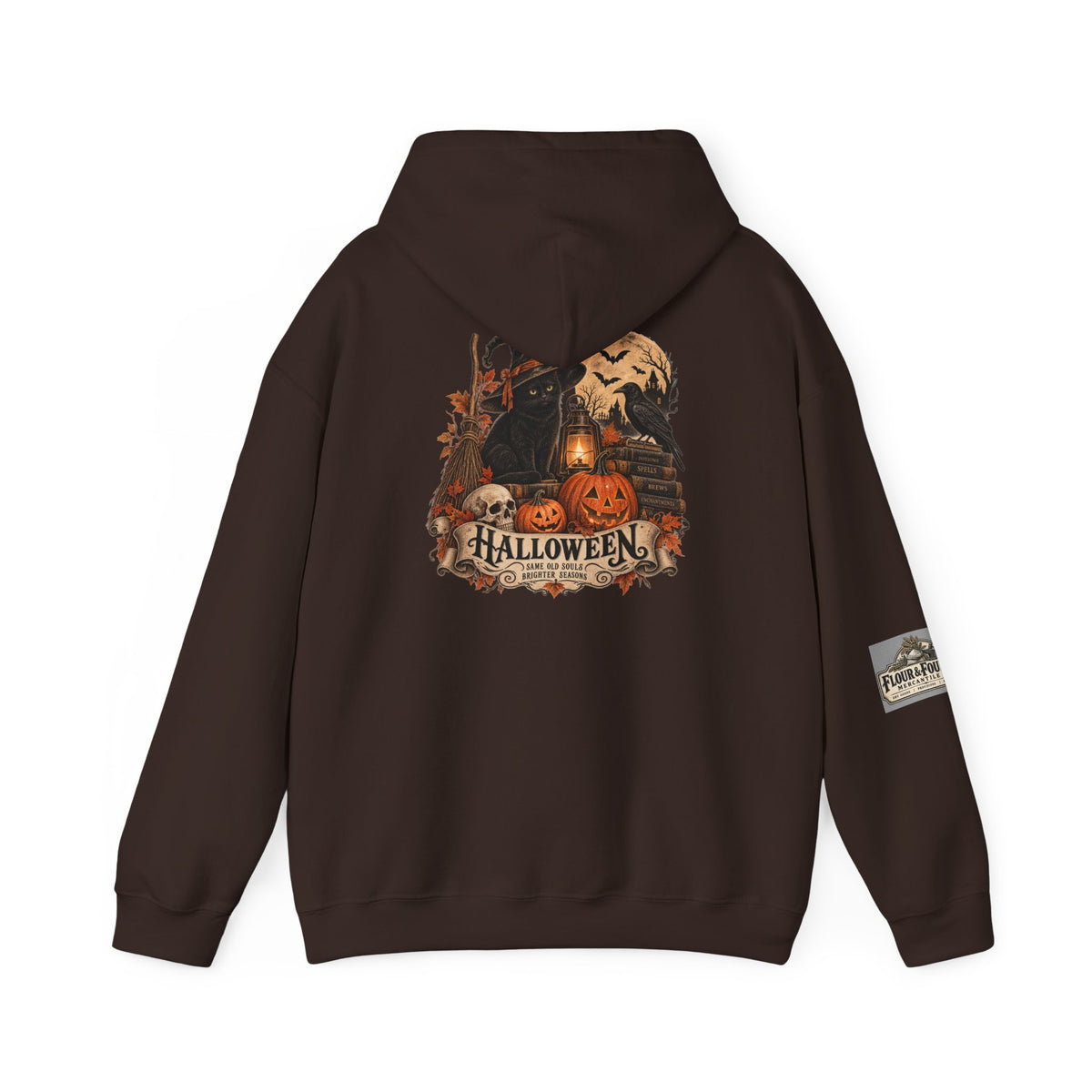 Vintage Halloween Black Cat Hoodie | Witchy Fall Graphic Sweatshirt | Flour & Foundry Mercantile Co.