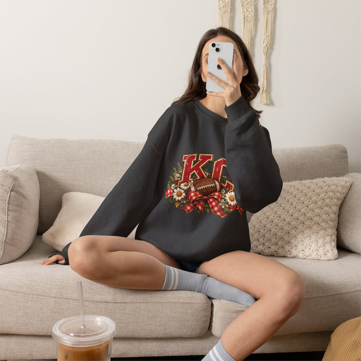 KC Football Vintage Crewneck Sweatshirt- Flour and Foundry Mercantile Co.