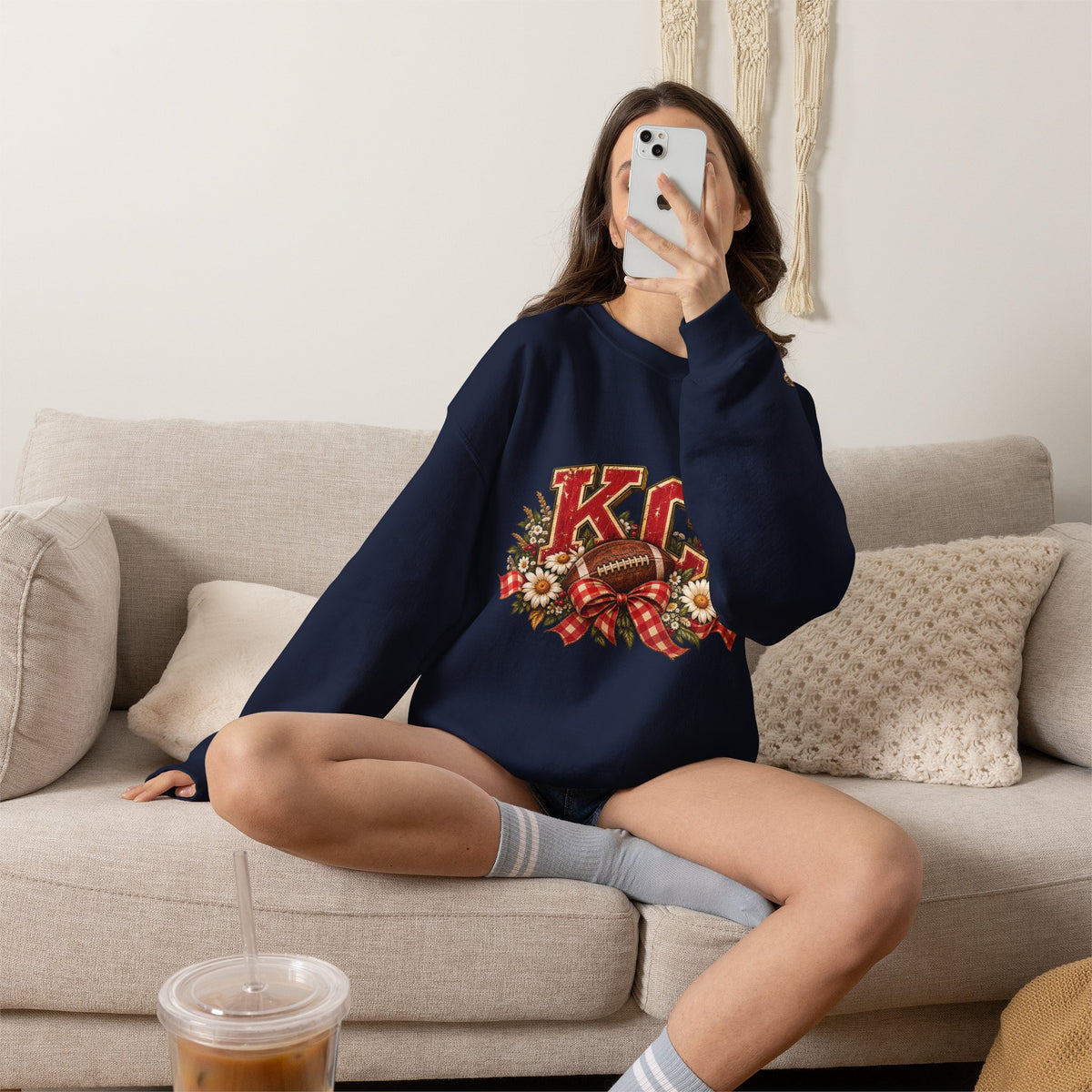 KC Football Vintage Crewneck Sweatshirt- Flour and Foundry Mercantile Co.