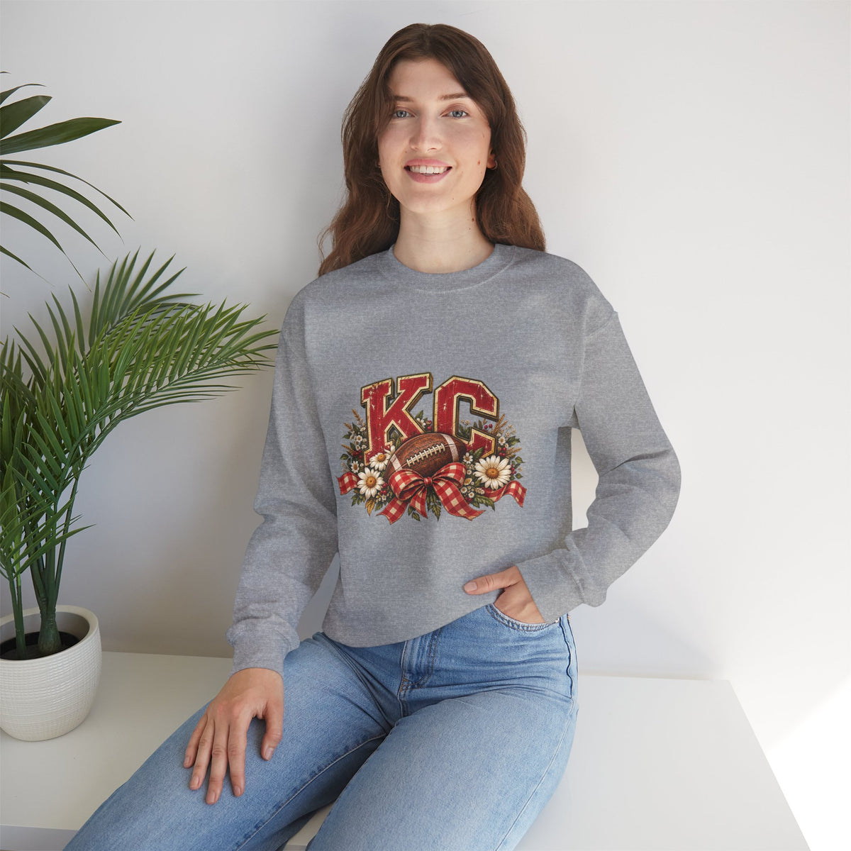 KC Football Vintage Crewneck Sweatshirt- Flour and Foundry Mercantile Co.