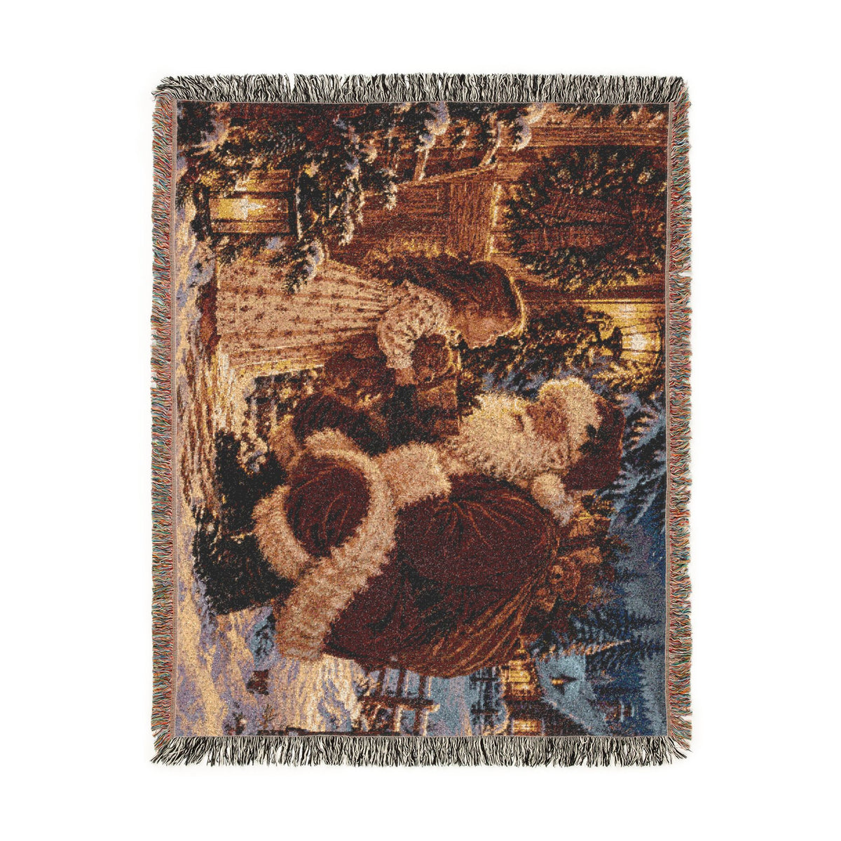Vintage Santa Christmas Woven Blanket