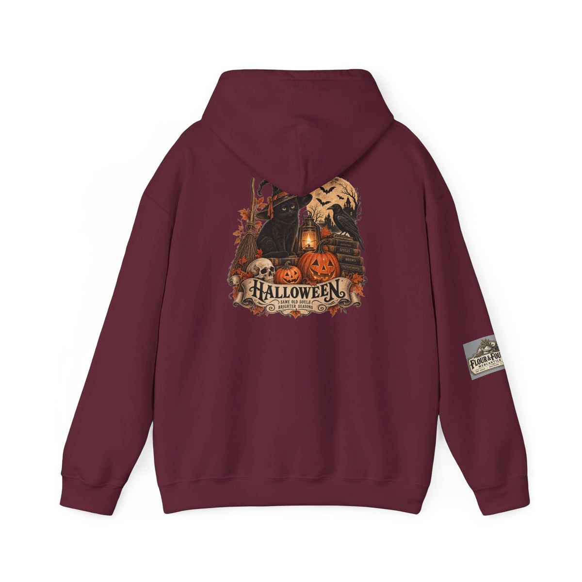 Vintage Halloween Black Cat Hoodie | Witchy Fall Graphic Sweatshirt | Flour & Foundry Mercantile Co.