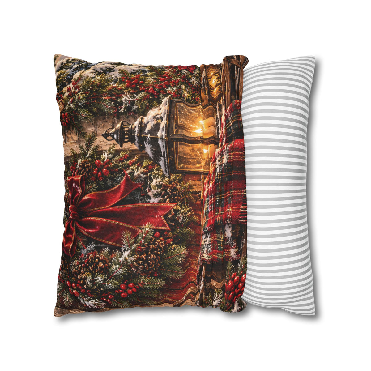 Christmas Village Horse-Drawn Sleigh Decorative Pillowcase