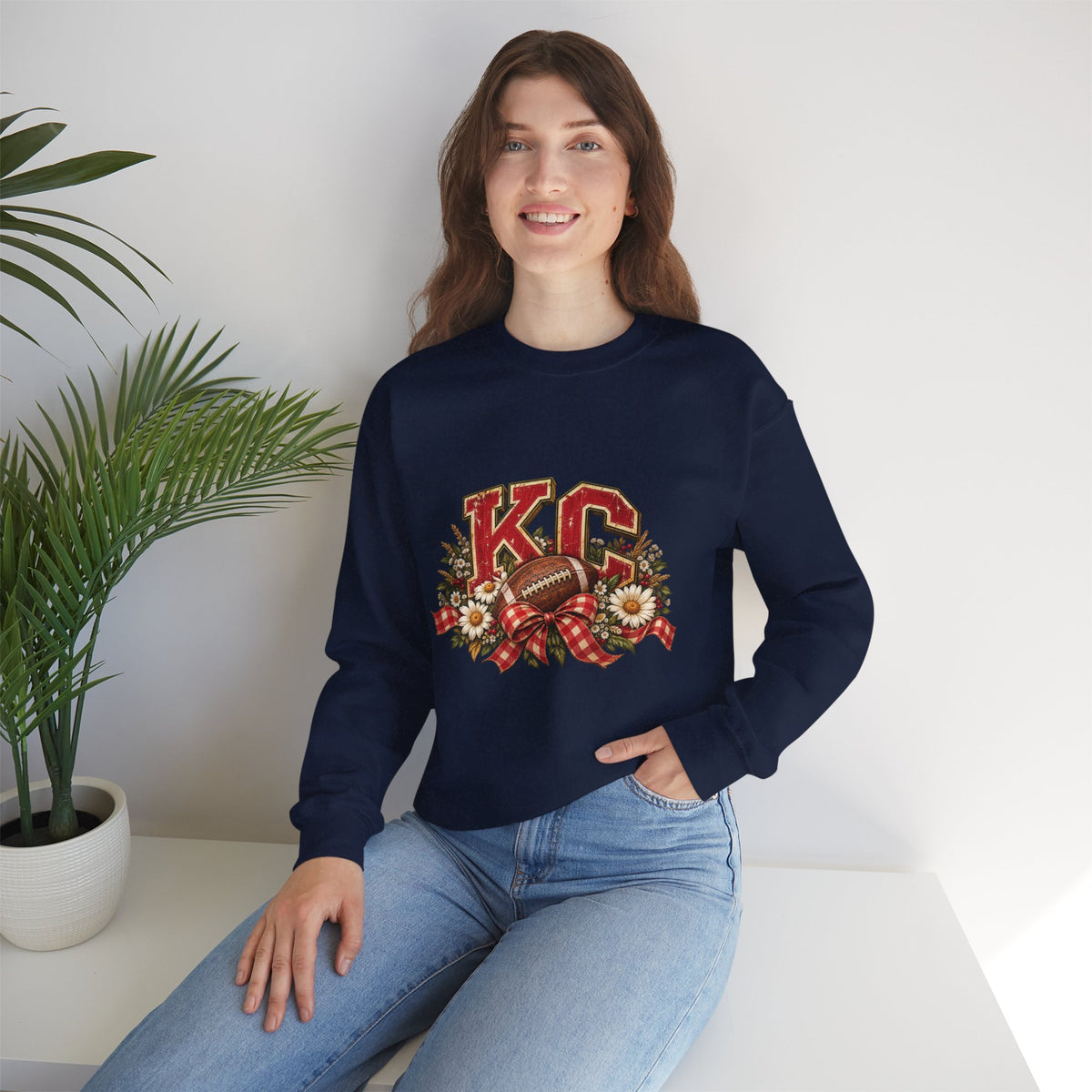KC Football Vintage Crewneck Sweatshirt- Flour and Foundry Mercantile Co.