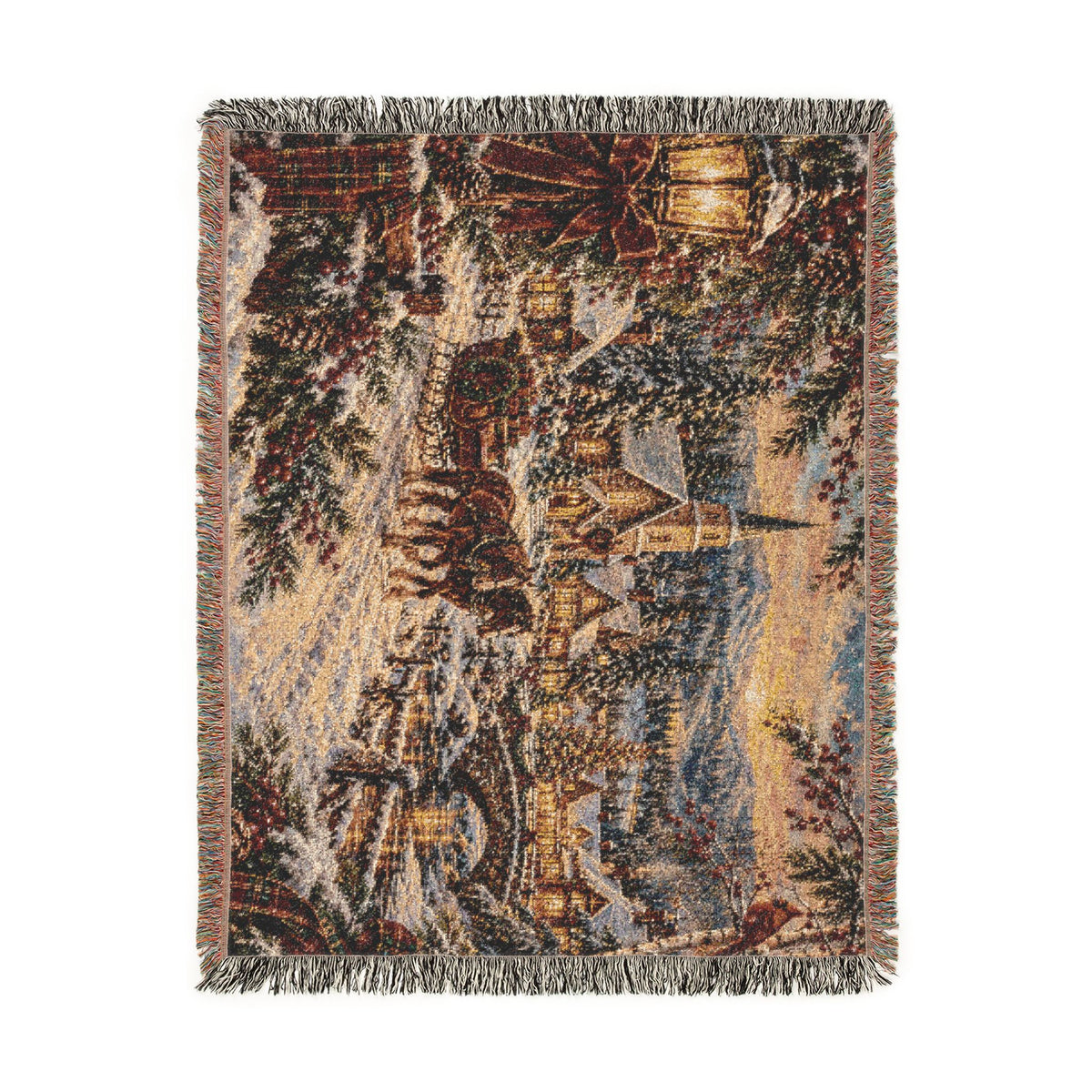 Vintage Winter Carriage Woven Blanket