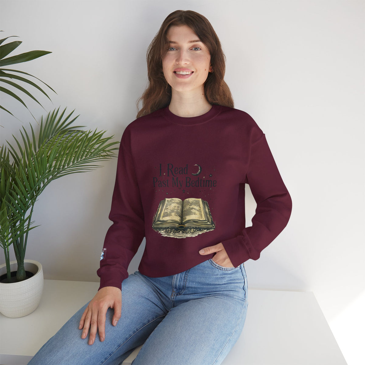 Booklover Crewneck Sweatshirt - "I Read Past My Bedtime" Cozy Reading Pullover- Flour and Foundry Mercantile Co.
