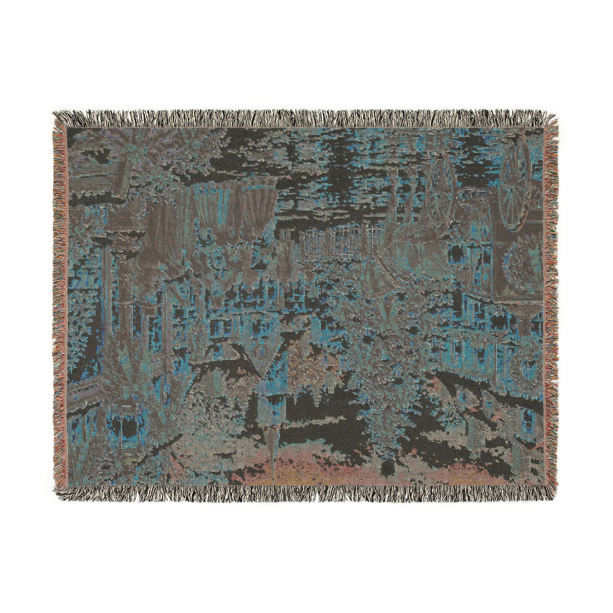 Christmas Carolers Woven Blanket — Vintage Holiday Village Cozy Throw