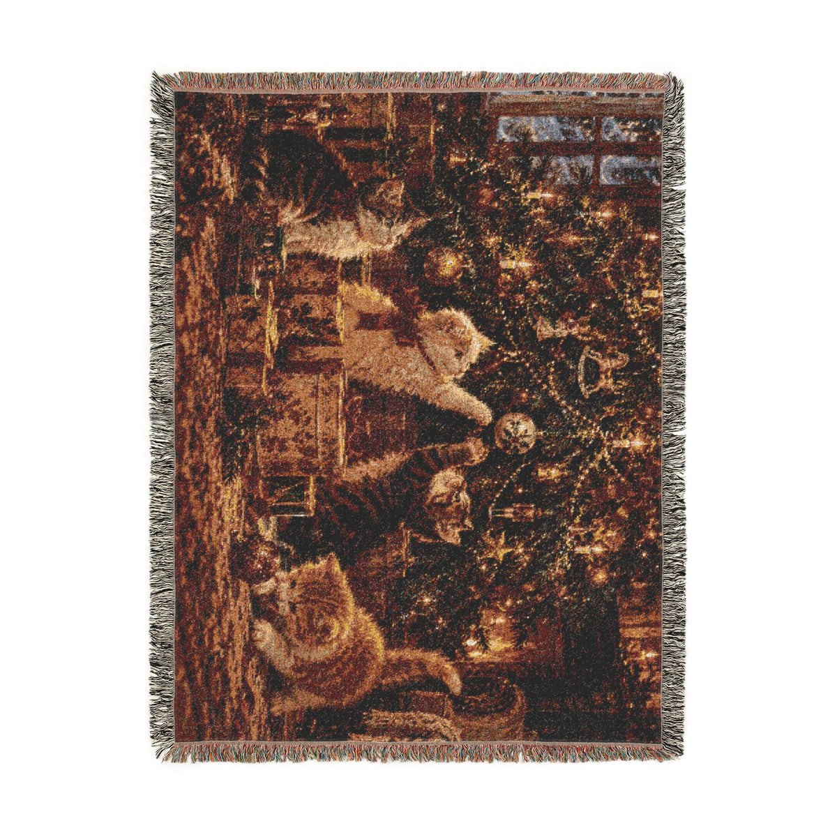 Victorian Christmas Kittens Woven Blanket